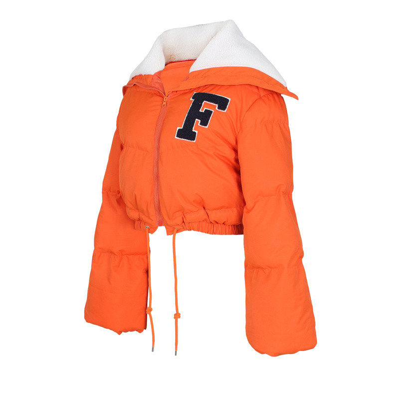 Jachetă de bumbac cu broderie de modă pentru femei Jachetă casual cu rever mare Jachetă căptușită scurtă și mică.