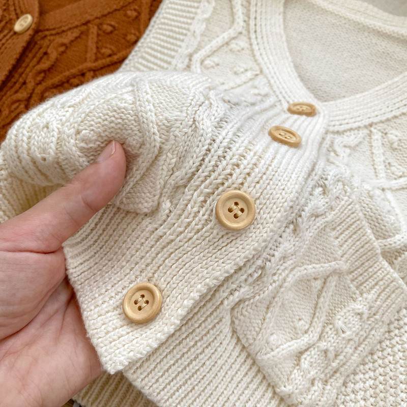 2023 Toamnă Iarnă Copii Boutique Haine Vesta pentru fete Cardigan cu decolteu în V de culoare uni Stil retro tricotat Bumbac fără mâneci