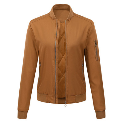 Nova ženska leteća jakna, zadebljana jesen i zima, ležerni bejzbolski kaputi, jednobojna vanjska odjeća s patentnim zatvaračem, ženska odjeća 2Xl