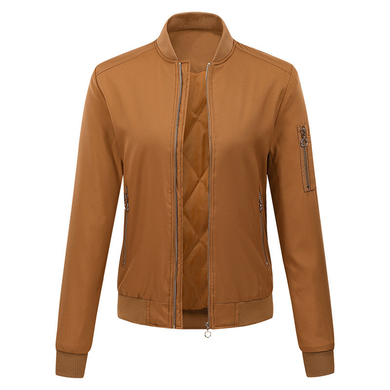 Nova ženska leteća jakna, zadebljana jesen i zima, ležerni bejzbolski kaputi, jednobojna vanjska odjeća s patentnim zatvaračem, ženska odjeća 2Xl