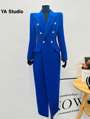 [YA Studio] Jesen/zima Plavi vuneni kaput s dva dijela, ženski novi modni uski kaput srednje dužine 2023.