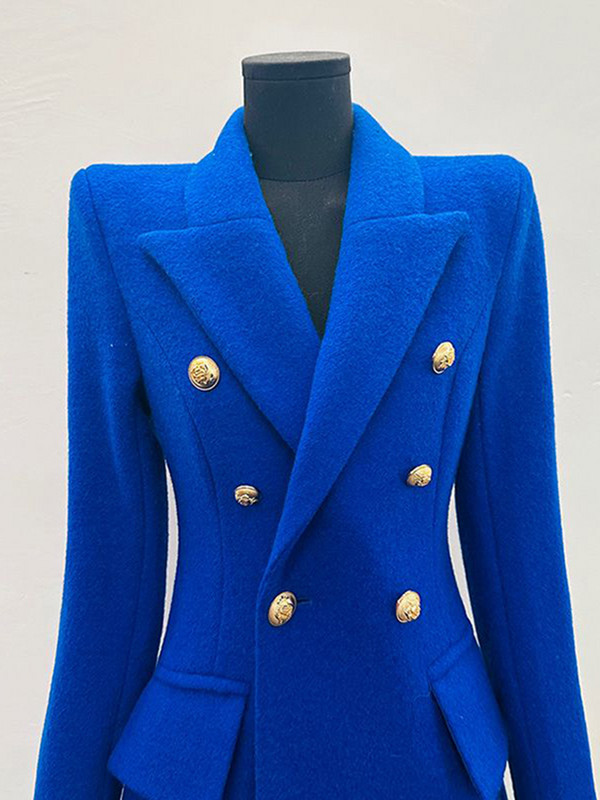 [YA Studio] Jesen/zima Plavi vuneni kaput s dva dijela, ženski novi modni uski kaput srednje dužine 2023.