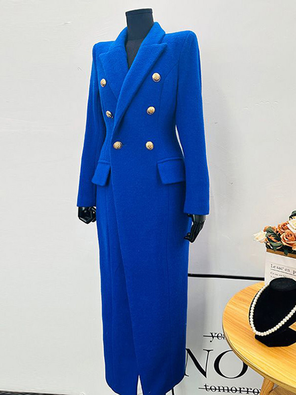 [YA Studio] Jesen/zima Plavi vuneni kaput s dva dijela, ženski novi modni uski kaput srednje dužine 2023.