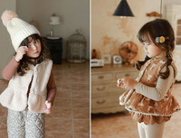 Vaikiški drabužiai mergaitėms Liemenė 2023 m. rudens žiemos apverčiama dėvėjimas gėlėmis marginta pliušinė medvilnė liemenė vienspalvė miela miela