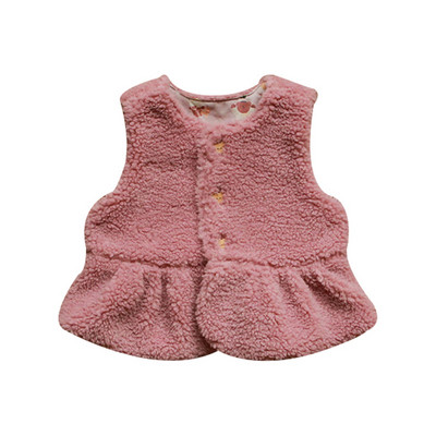 Vaikiški drabužiai mergaitėms Liemenė 2023 m. rudens žiemos apverčiama dėvėjimas gėlėmis marginta pliušinė medvilnė liemenė vienspalvė miela miela