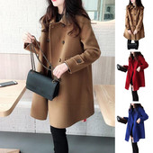 Vunena jakna Ženska jesen-zima 2023., zadebljana korejska verzija, uski temperamentni široki vuneni kaput srednje dužine