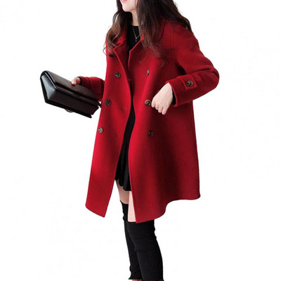 Vunena jakna Ženska jesen-zima 2023., zadebljana korejska verzija, uski temperamentni široki vuneni kaput srednje dužine