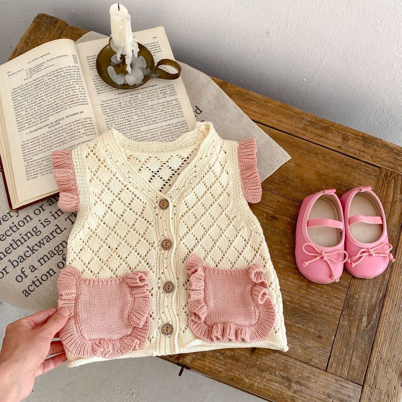 Dječja odjeća za djevojčice, prsluk, jesen 2023, sve za bebe, novorođenčad, leteći prsluk s rukavima, bez rukava, jednoredno kopčanje, slatki