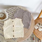 Bērnu apģērbi meitenēm Veste rudens ziema Visi atbilst vienkrāsains trikotāžas mētelis bez piedurknēm, vienrindas O veida kakla tiny Furball