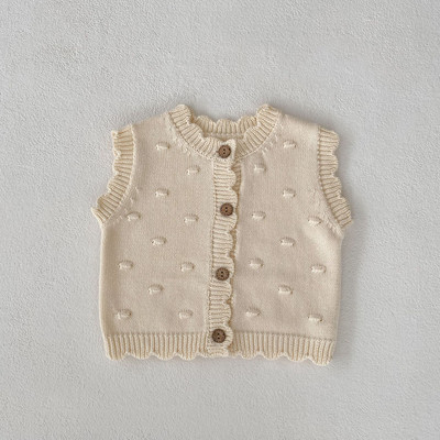 Bērnu apģērbi meitenēm Veste rudens ziema Visi atbilst vienkrāsains trikotāžas mētelis bez piedurknēm, vienrindas O veida kakla tiny Furball