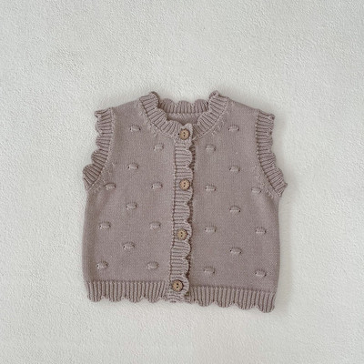 Bērnu apģērbi meitenēm Veste rudens ziema Visi atbilst vienkrāsains trikotāžas mētelis bez piedurknēm, vienrindas O veida kakla tiny Furball