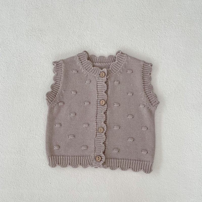 Bērnu apģērbi meitenēm Veste rudens ziema Visi atbilst vienkrāsains trikotāžas mētelis bez piedurknēm, vienrindas O veida kakla tiny Furball