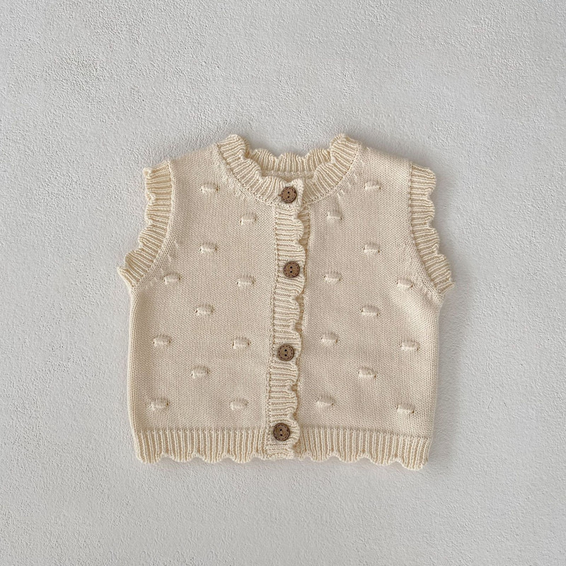 Bērnu apģērbi meitenēm Veste rudens ziema Visi atbilst vienkrāsains trikotāžas mētelis bez piedurknēm, vienrindas O veida kakla tiny Furball