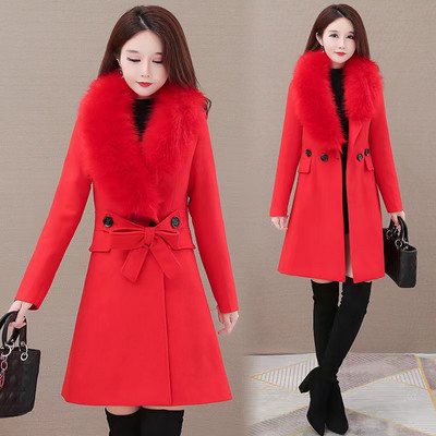 Zimski ženski vuneni kaput Krzneni ovratnik 2023. Nove ženske modne jakne od mješavine vune Ženske vjetrovke Gornja odjeća Mujer kaput