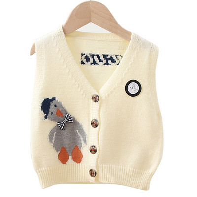 Dječji džemperi bez rukava Proljeće Jesen Korejski Svestrani Pleteni deblji prsluci Džemperi Dječji prsluk Kardigan Kaput