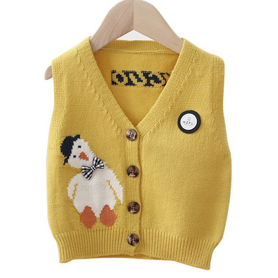 Dječji džemperi bez rukava Proljeće Jesen Korejski Svestrani Pleteni deblji prsluci Džemperi Dječji prsluk Kardigan Kaput