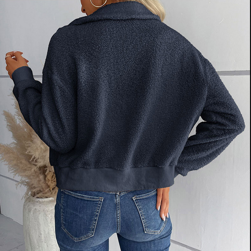 Najprodavanije zimske jakne za žene Ženska jesenska odjeća velikih veličina Jesen Zima Novi kardigan od janjećeg flisa Kaput s patentnim zatvaračem 여성가을의류