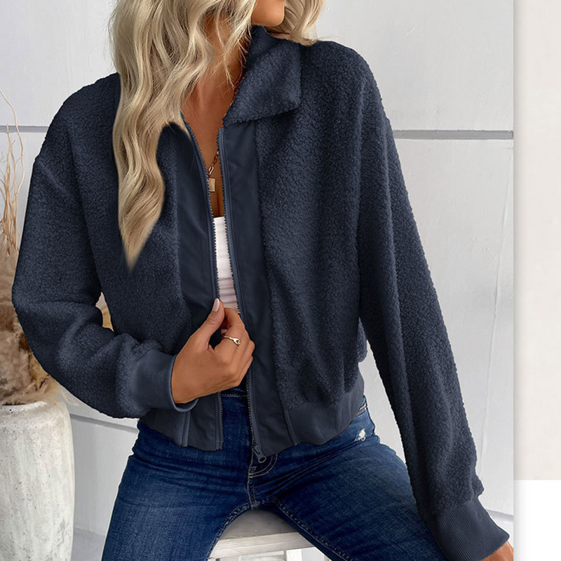 Najprodavanije zimske jakne za žene Ženska jesenska odjeća velikih veličina Jesen Zima Novi kardigan od janjećeg flisa Kaput s patentnim zatvaračem 여성가을의류