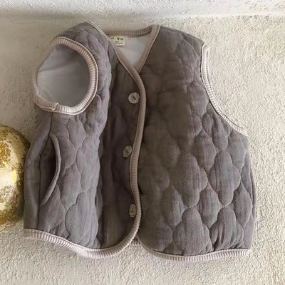 Dječji prsluk za dječake Djevojčice Gornja odjeća Jesen Zima Debeli prsluk bez rukava s V-izrezom Odjeća za novorođenče Pamučne jakne