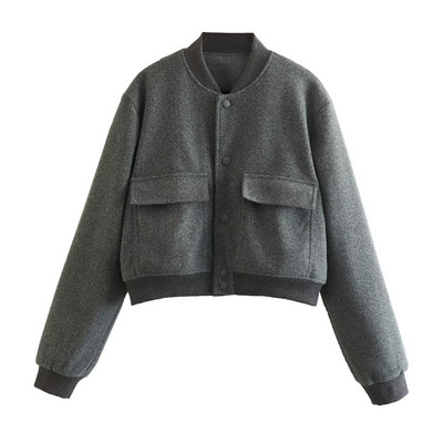 Jachete de iarnă pentru femei de dimensiuni mari Îmbrăcăminte de toamnă pentru femei Jachetă cu nasturi cu umăr căzut haină scurtă decupată