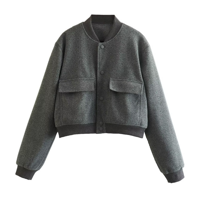 Jachete de iarnă pentru femei de dimensiuni mari Îmbrăcăminte de toamnă pentru femei Jachetă cu nasturi cu umăr căzut haină scurtă decupată