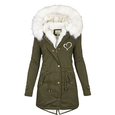 Modni zimski uski ženski vuneni ovratnik s kapuljačom srednje dužine, topli pamučni kaput s patentnim zatvaračem Ženski kaput s kapuljačom s uzicom