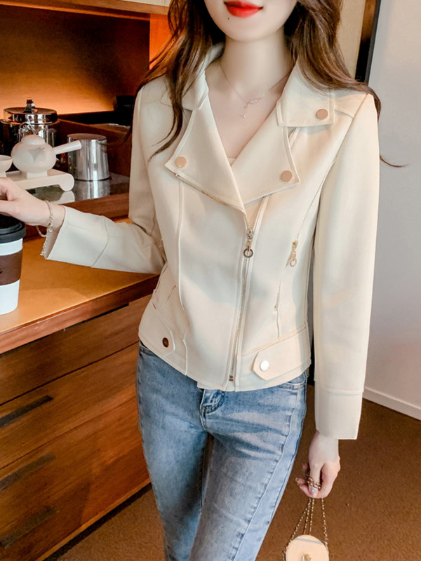 Ženski baloner srednje dužine, elegantan otvoreni ovratnik, jednobojan, osnovni klasični dizajn, modni trenč dugih rukava Novo