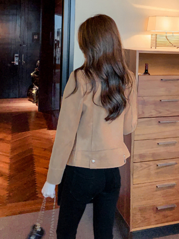 Ženski baloner srednje dužine, elegantan otvoreni ovratnik, jednobojan, osnovni klasični dizajn, modni trenč dugih rukava Novo