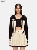 Jachetă tricotată SMFK Vintage College, jachetă scurtă pentru femei, cardigan din cașmir, hanorac cu bandă contrastantă, toamnă iarnă, haină casual