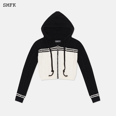 Jachetă tricotată SMFK Vintage College, jachetă scurtă pentru femei, cardigan din cașmir, hanorac cu bandă contrastantă, toamnă iarnă, haină casual