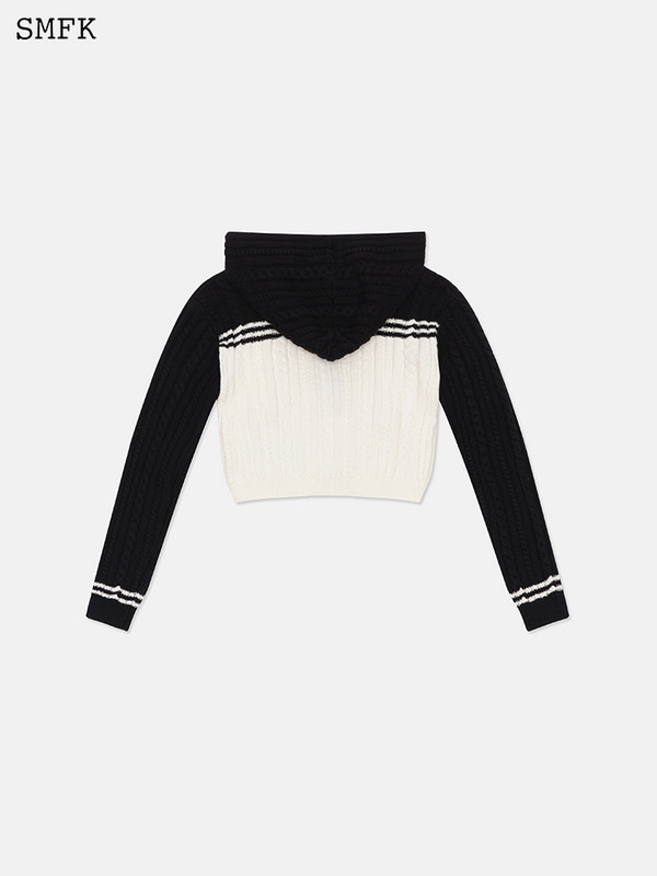 Jachetă tricotată SMFK Vintage College, jachetă scurtă pentru femei, cardigan din cașmir, hanorac cu bandă contrastantă, toamnă iarnă, haină casual