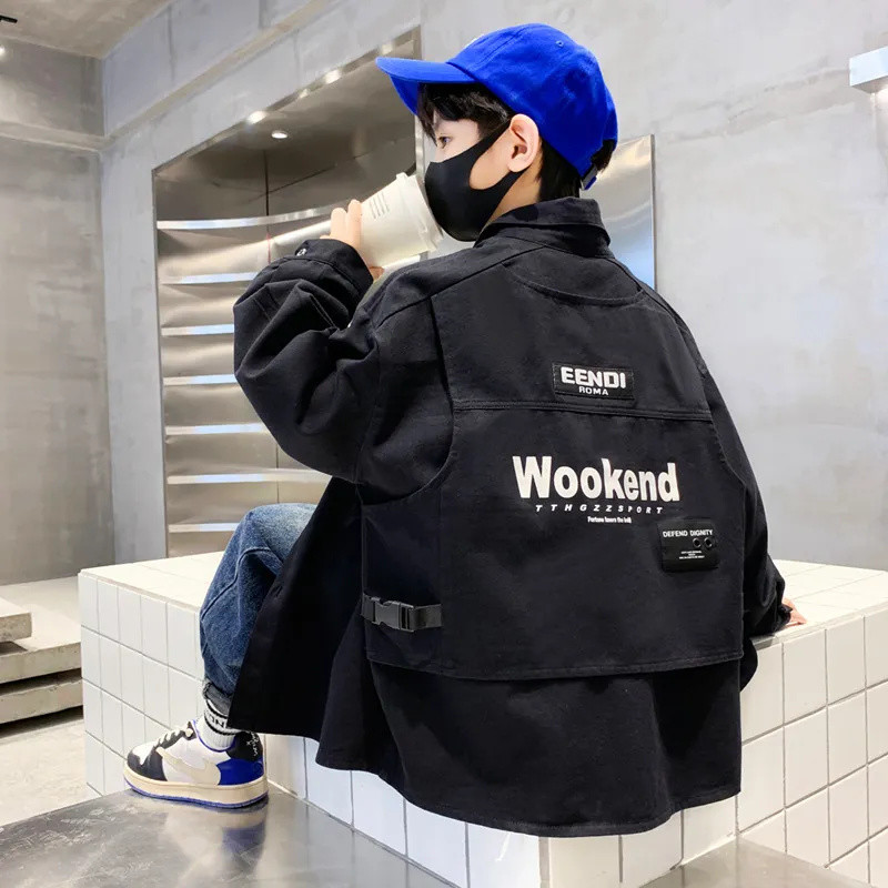 Bluza za dječake Korejska verzija proljetnog kaputa 2023 Nova Zhongda jesenska jakna Dječja tinejdžerska odjeća Street Style 4-14 godina