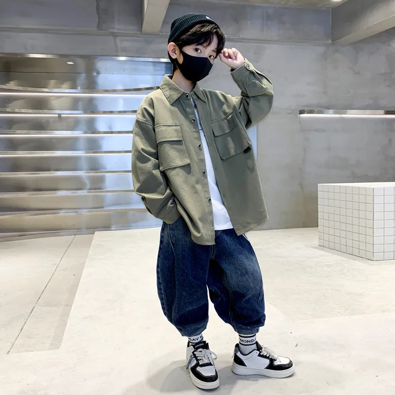 Bluza za dječake Korejska verzija proljetnog kaputa 2023 Nova Zhongda jesenska jakna Dječja tinejdžerska odjeća Street Style 4-14 godina