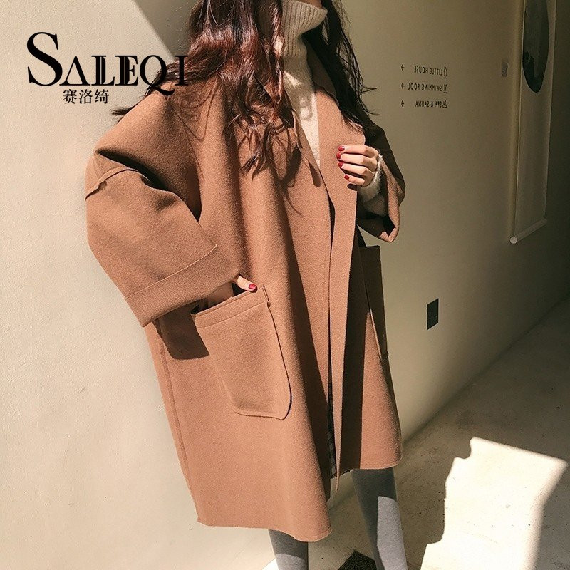 Elegantni vuneni trenč kaput Zimski za žene Vintage vjetrovke Jakna srednje dužine Široki ovratnik na spušteni ovratnik, 4XL kardigan veće veličine