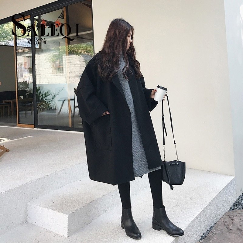 Elegantni vuneni trenč kaput Zimski za žene Vintage vjetrovke Jakna srednje dužine Široki ovratnik na spušteni ovratnik, 4XL kardigan veće veličine