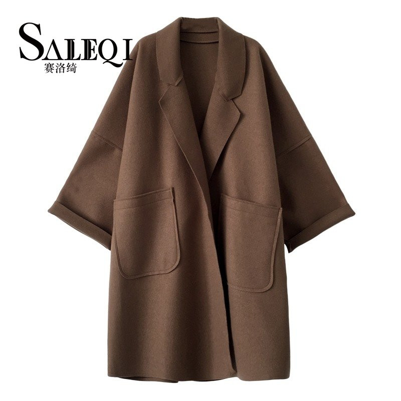 Elegantni vuneni trenč kaput Zimski za žene Vintage vjetrovke Jakna srednje dužine Široki ovratnik na spušteni ovratnik, 4XL kardigan veće veličine