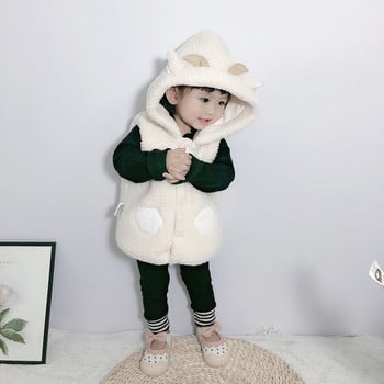 Χειμερινά ρούχα Βρεφικό κοριτσάκι Αγόρια Γιλέκα Χαριτωμένα παιδικά Ζεστό μπουφάν Εξωτερικό μονόχρωμο με κουκούλα στο αυτί Αμάνικο παιδικό γιλέκο