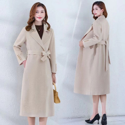 Női gyapjú kabát dzseki női hosszú öves gyapjú 2023 új téli ősz meleg divat gyapjú keverékek felsőruházat Abrigo Mujer