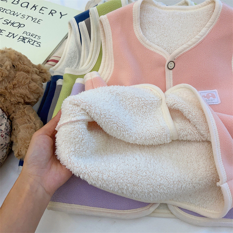 Iarnă, veste de pluș cu două fețe, veste calde pentru bebeluși, purtând animale din desene animate pentru copii, vestă groasă de pluș, drăguți, băieți, fete