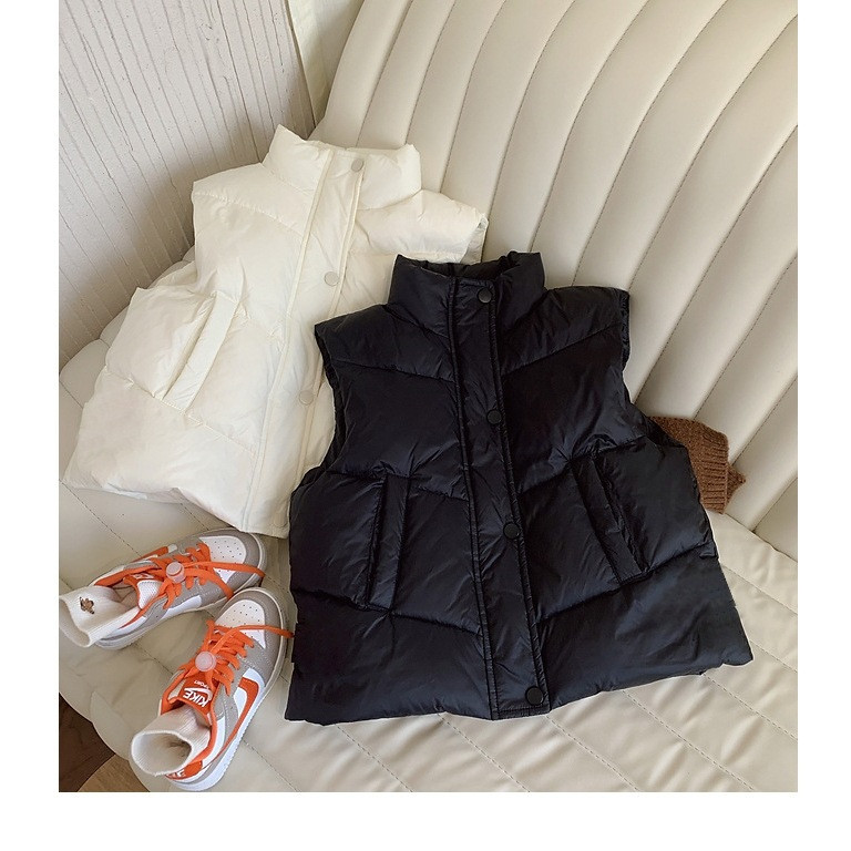 Stil coreean Toamnă Iarnă Bebeluși Băieți Fete Paltoane Alb Negru cu un singur piept Veste cu fermoar Veste cu buzunare