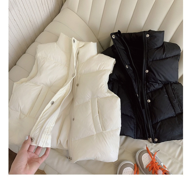 Stil coreean Toamnă Iarnă Bebeluși Băieți Fete Paltoane Alb Negru cu un singur piept Veste cu fermoar Veste cu buzunare
