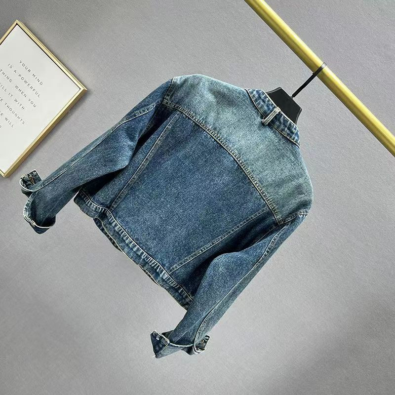 Teemantidega kaetud teksamantel naiste trend 2023 uus sügis, väike avar salendav jope top