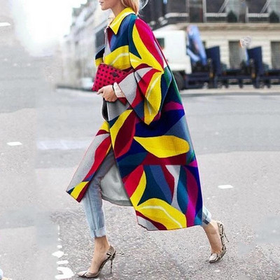 Trenci pentru femei 2023, ocazional cu rever, primăvară, toamnă, imprimeu la modă, haină lungă elegantă, jachetă pentru femei, pardesiu pentru femei