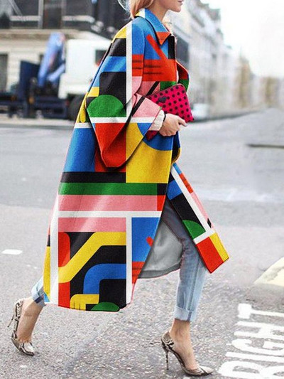 Trenci pentru femei 2023, ocazional cu rever, primăvară, toamnă, imprimeu la modă, haină lungă elegantă, jachetă pentru femei, pardesiu pentru femei