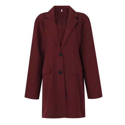 Ženski jednobojni vuneni kaput s polo ovratnikom, topao široki kaput s jednim prsnim prsima, otporan na vjetar, zimski kaput za žene