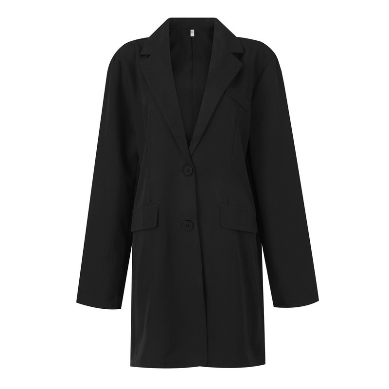 Ženski jednobojni vuneni kaput s polo ovratnikom, topao široki kaput s jednim prsnim prsima, otporan na vjetar, zimski kaput za žene