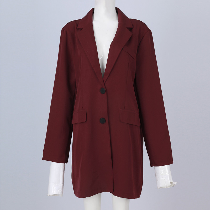 Ženski jednobojni vuneni kaput s polo ovratnikom, topao široki kaput s jednim prsnim prsima, otporan na vjetar, zimski kaput za žene