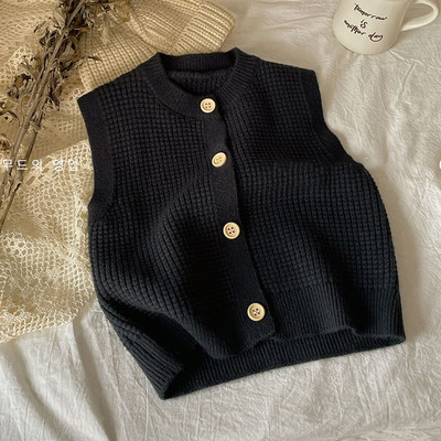Vestă de toamnă tricotată de culoare uni pentru copii, fete, vestă fără mâneci pentru copii, vestă pentru băieți, primăvară, cu cusătură deschisă, cardigan moale retro