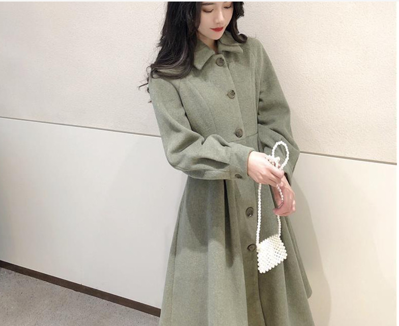 2023 Vintage vuneni kaputi Ženske jesen zima Novi elegantni plisirani dugi kaput Ženske slatke jakne s lanternastim rukavima