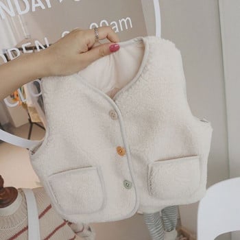 Γιλέκα Baby Cotton Clip Φθινόπωρο Χειμώνας Νέο Ζεστό Αγόρι Κοριτσίστικο Υπέροχο παλτό Καμισόλα Στρογγυλό γιακά με Κουμπί Εξωτερικά Ενδύματα